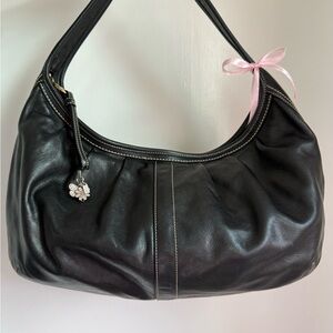 Vintage Coach Black Leather Shoulder Bag